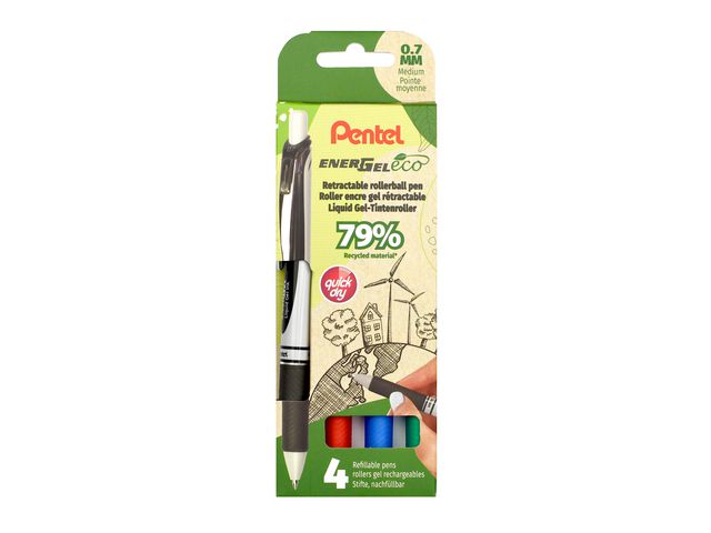 Gelpenna PENTEL Energel 0,7 s.färg 4/fp - Primmeshiper