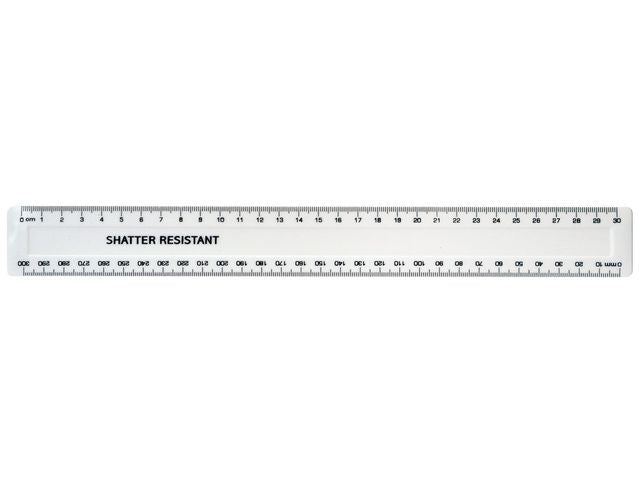 Linjal 30cm splitterfri vit 100/fp - Primmeshiper