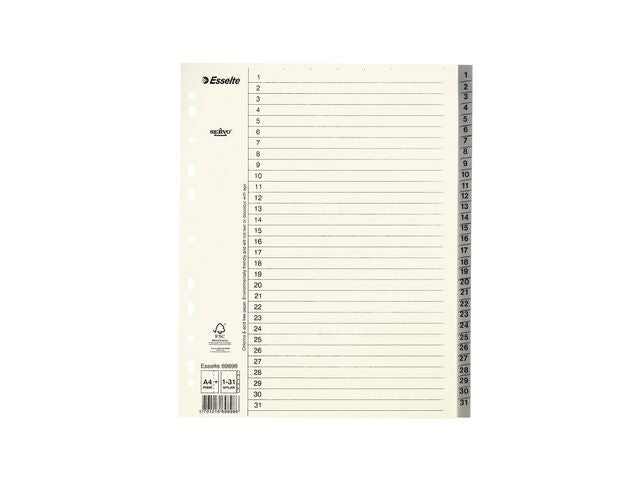 Pappregister Servo System A4+ 1-31 grå - Primmeshiper