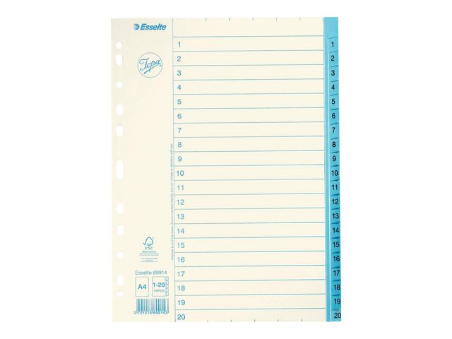 Pappregister JOPA A4 1-20 vit/blå - Primmeshiper