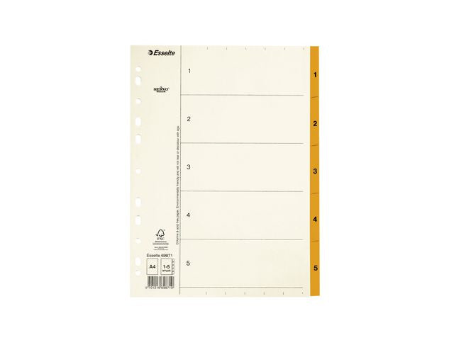 Pappregister Servo A4 1-5 orange flik - Primmeshiper