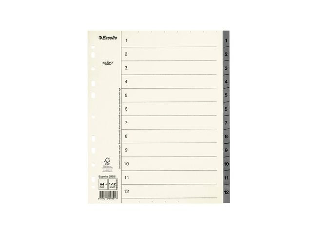 Pappregister Servo System A4+ 1-12 grå - Primmeshiper