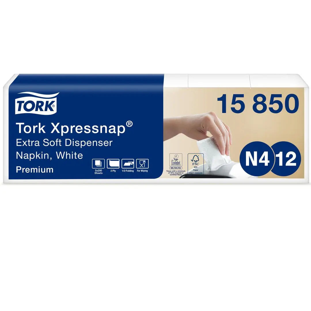 Servett TORK Pre N4 2-lag vit 1000/fp Primmeshiper