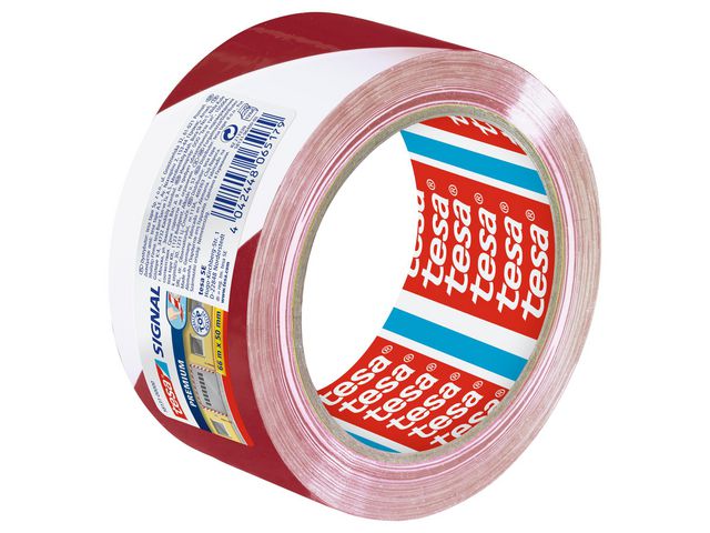 Golvmarkering TESA Prem.50mmx66m röd/vit - Primmeshiper