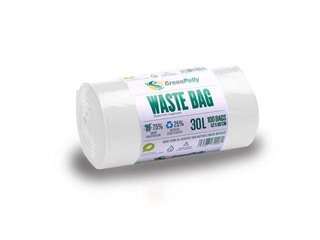 Papperskorgspåse HDPE 30L11my vit 100/RL - Primmeshiper