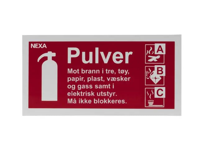 Skylt Brandsläckare pulver 10x20cm - Primmeshiper