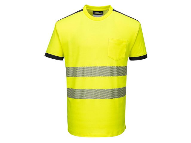 T-shirt varsel PW T181 kl2 gul XL - Primmeshiper