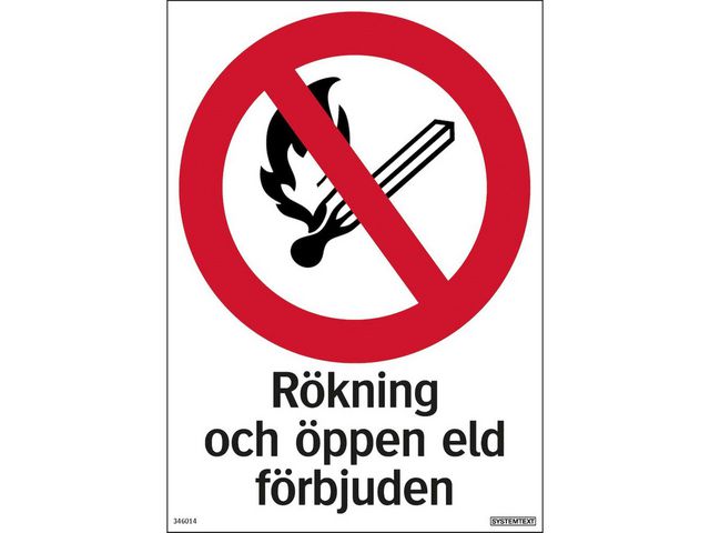 Skylt Rökning förbjuden 210x297mm - Primmeshiper