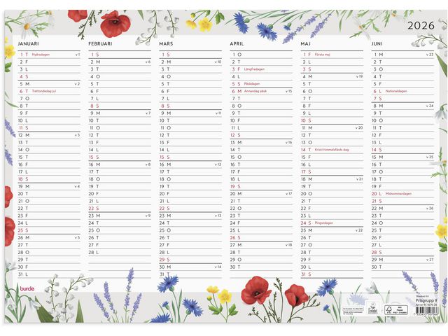 Väggblad Blomster 2026 Primmeshiper