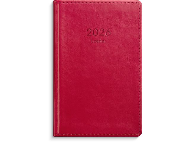 Kalender Leader 2026 konstläder röd Primmeshiper